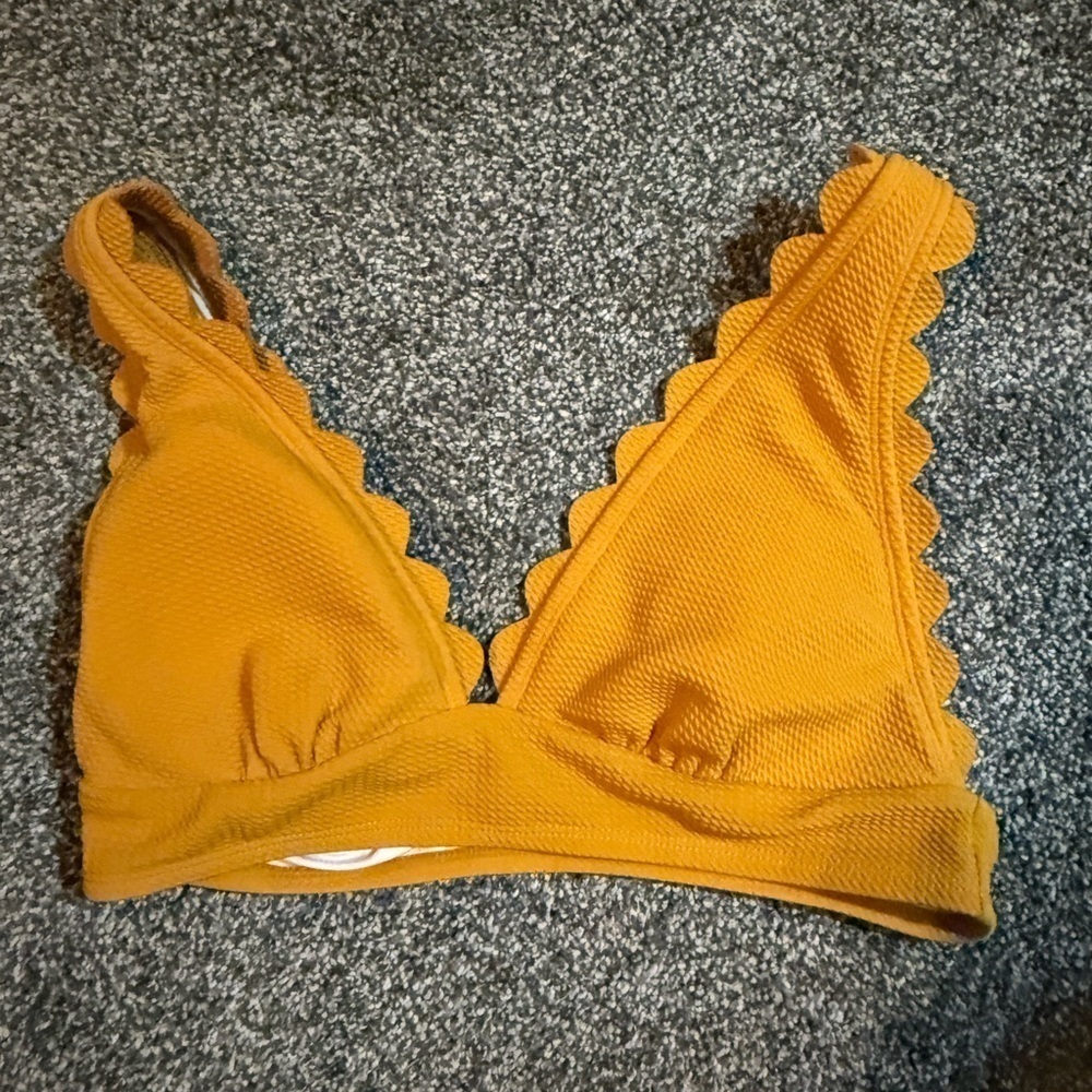 Mustard Scalloped swim top